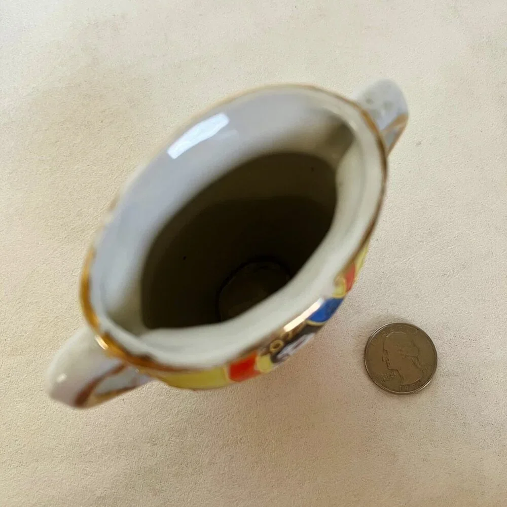 Vintage Occupied Japan Vase Painted Japanese Woman Miniature Pottery Porcelain